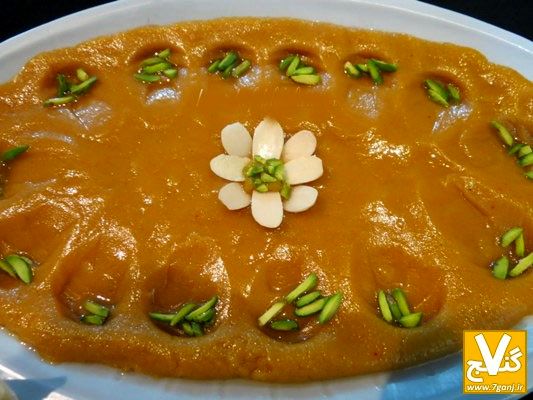 دستور تهیه حلوای زعفرانی مجلسی + اموزش گام به گام 