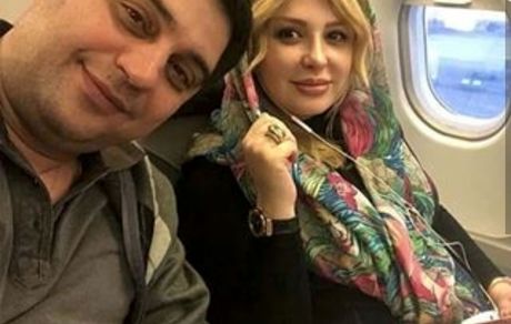 نیوشا ضیغمی و همسرش در هواپیما + عکس