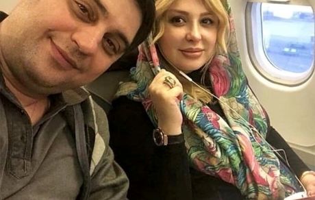 سلفی نیوشا ضیغمی و همسرش در هواپیما + عکی