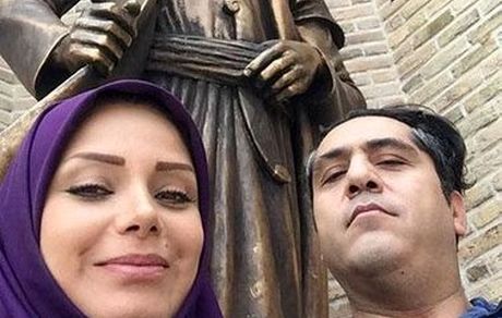 صبا راد در کنار مجسمه معروف + عکس