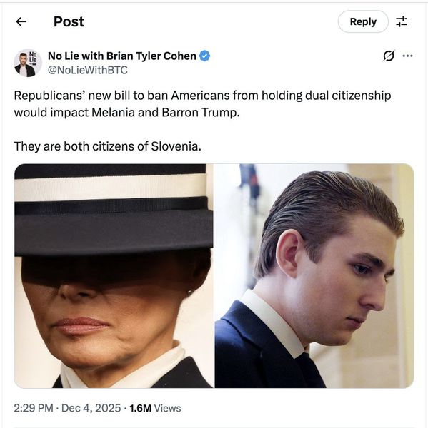 همسر و فرزند ترامپ تابعیت دوگانه دارند