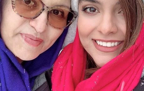 سلفی برفی مادر دختری + عکس