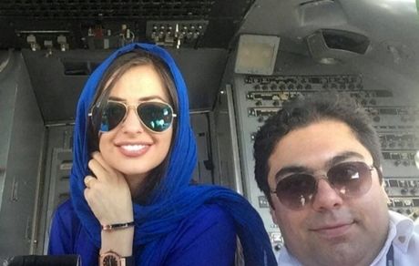 نفیسه روشن در کابین خلبانی همسرش + عکس