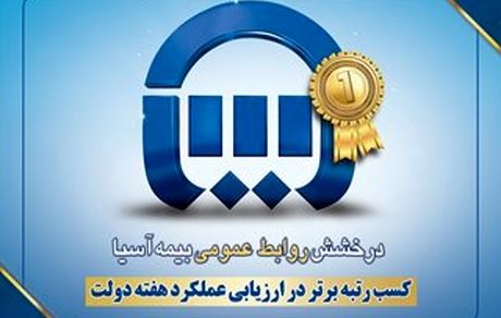 کسب رتبه برتر در ارزیابی عملکرد هفته دولت به روابط عمومی بیمه آسیا رسید